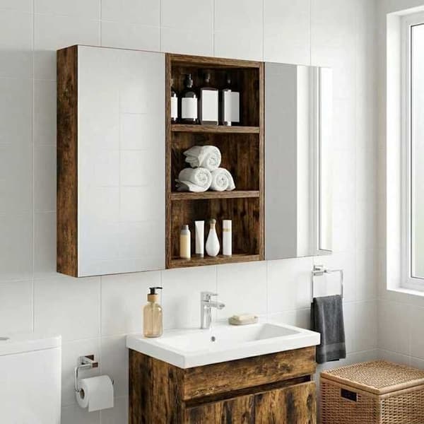 Maison Exclusive - Vægskab til badeværelse Røget Eg 30 x 10 x 50 cm