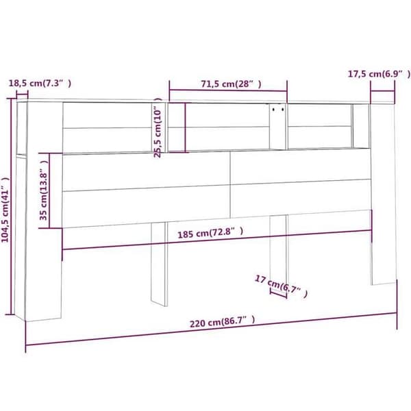Maison Exclusive - Hovedgærde Sonoma grå 220x18,5x104,5 cm Sonoma grå