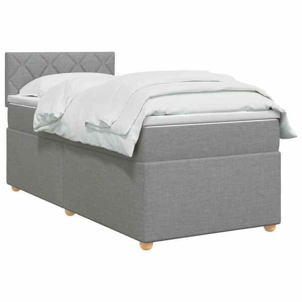 Maison Exclusive - Boxspring säng med madrass Ljusgrå 90 x 200 cm Tyg