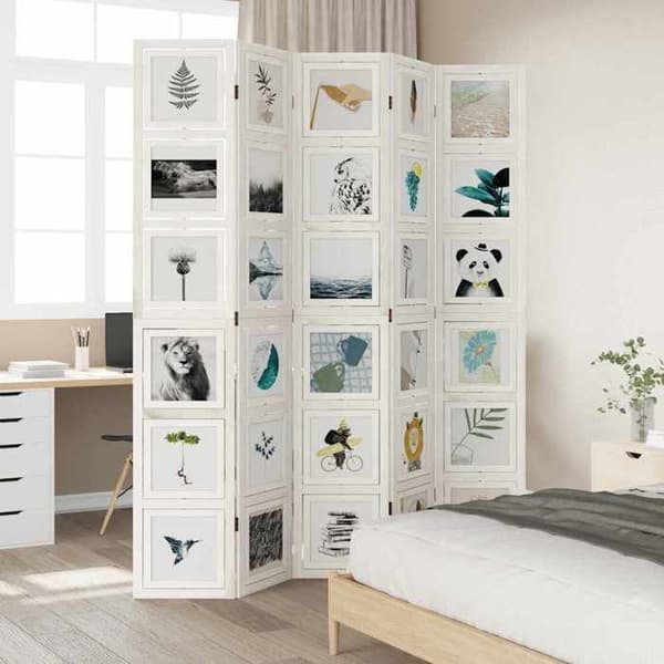 Maison Exclusive - Avskiljande vägg 5 paneler vit massiv paulowniaträ Vit