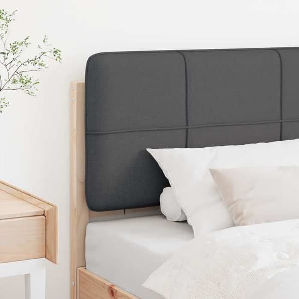 Polstret sengegavl - EKSKLUSIV HUS - Rektangulær - Massiv fyr - 75 cm - Brun og mørkegrå Brun och mörkgrå