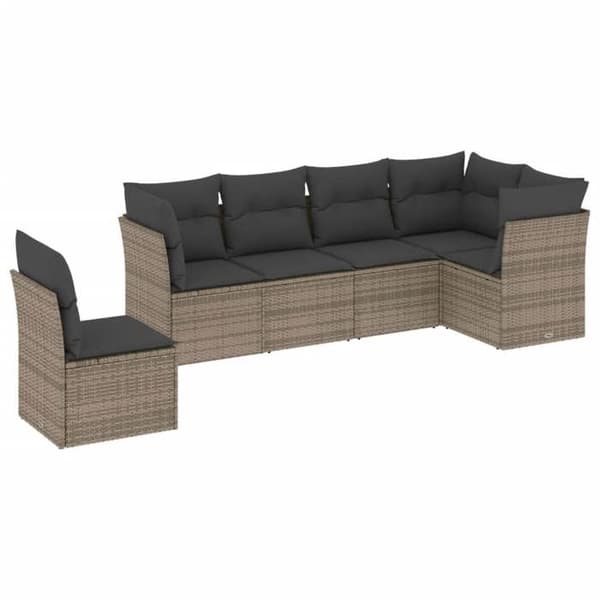 Maison Exclusive - Trädgårdsmöbler 6 delar med grå kuddar i flätad resin
