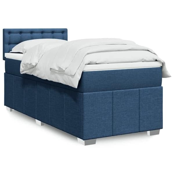 Maison Exclusive - Sengestel med springmadras Blå 90x200 cm Stof