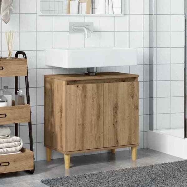 Maison Exclusive - Håndlavet egetræ vaskeskab 58x33x60 cm ingeniørtræ