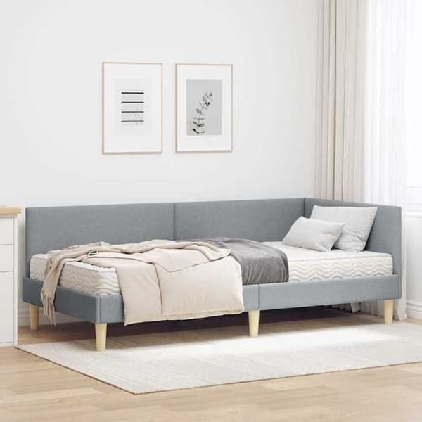 Maison Exclusive - Kulmasänky 2 osaa vaaleanharmaa 90 x 190 cm Ljusgrått