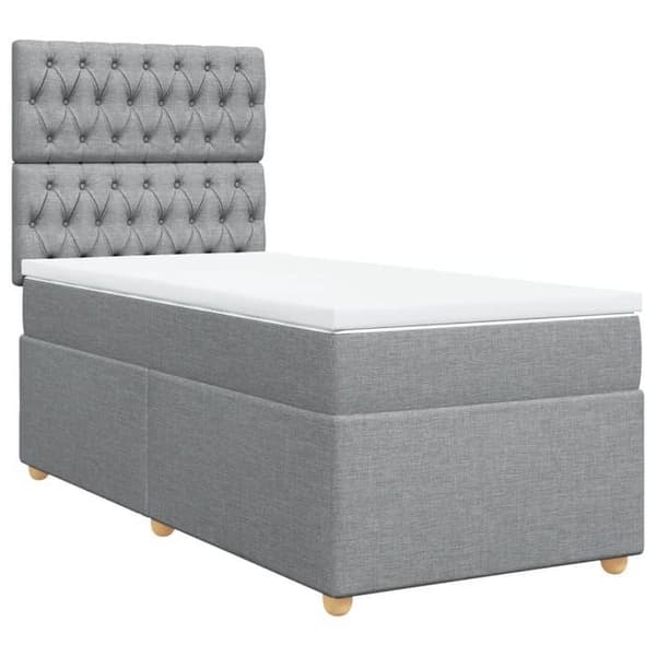 Maison Exclusive - Seng med lameller og madras Grå lys 100x200cm Stof