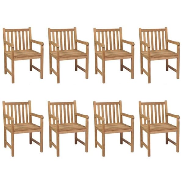 Maison Exclusive - Trädgårdsstolar set om 8 med ljusblå kuddar i solid teak