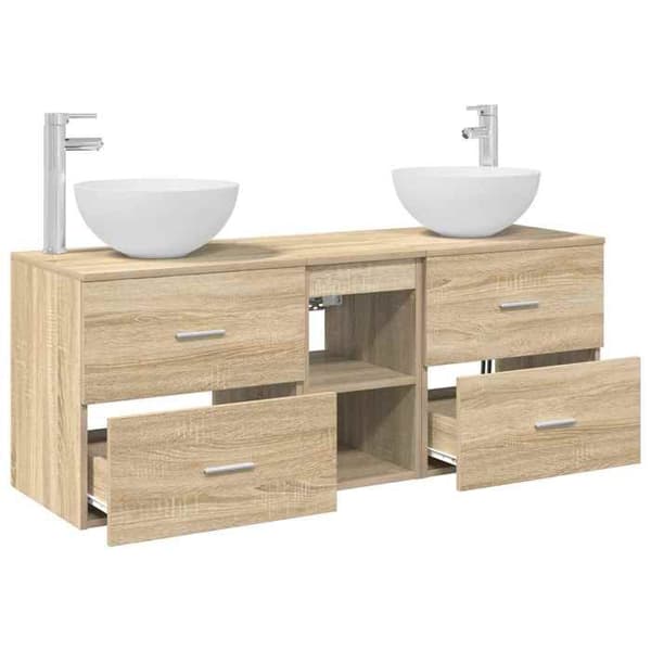 Maison Exclusive - 3-delars badrumsskåpset Sonoma-ek