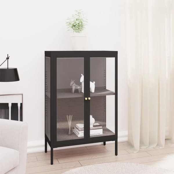Maison Exclusive - Buffet Sort 75x35x105 cm Stål og glas Svart