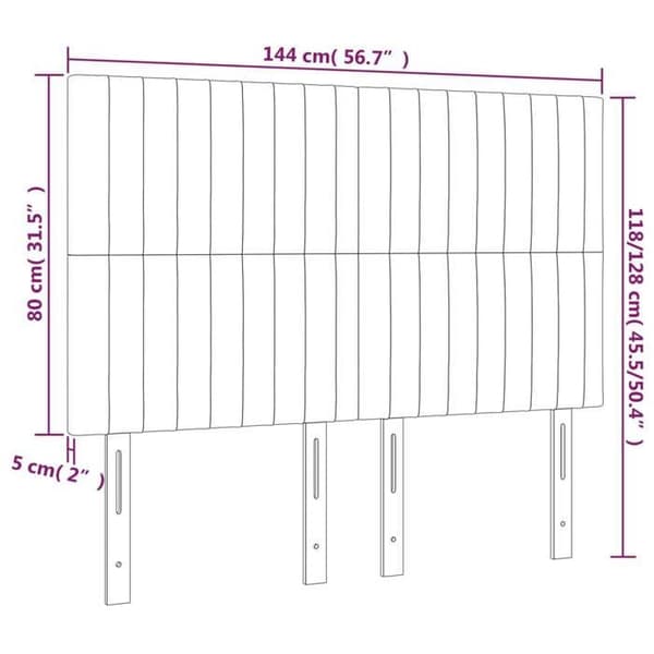 Maison Exclusive - LED-päätyharso Vaaleanharmaa 144x5x118/128 cm Sametti ljusgrått