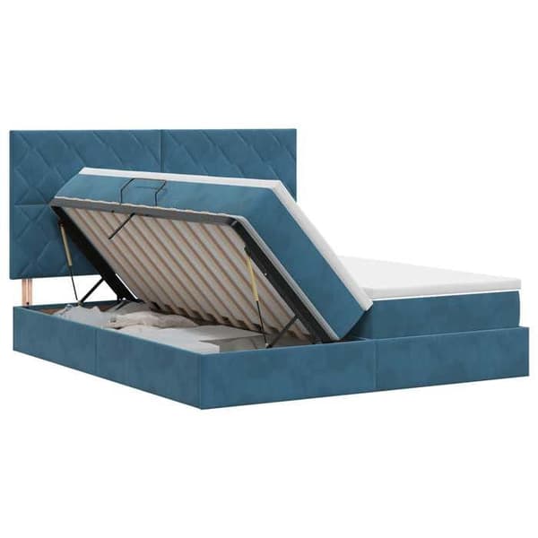 Maison Exclusive - Förvaringssäng med mörkblå lagring 200 x 200 cm Sammet