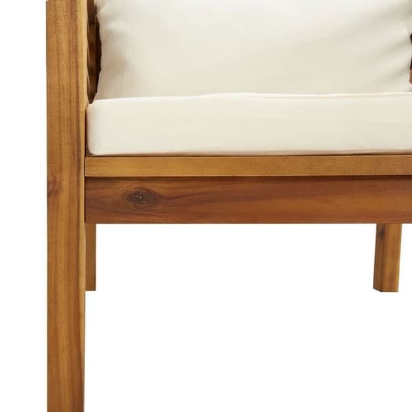 Maison Exclusive - Havegruppe 5 stk med cremefarvede puder i solid akacietræ