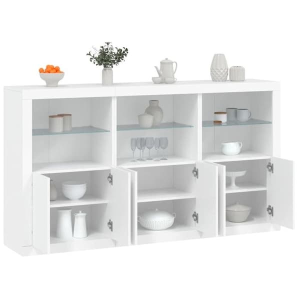 Maison Exclusive - Buffet med hvide LED-lys 181,5x37x100 cm