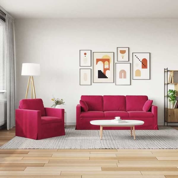 Maison Exclusive - Soffgrupp 2 delar Bordeaux Sammet