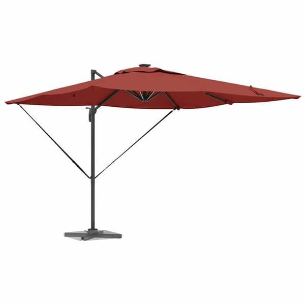 Parasol med sidostöd - EXKLUSIVT HUS - Roma - Aluminium & polyester - Rektangulär 286x284x270 cm - LED-lampor Terrakotta