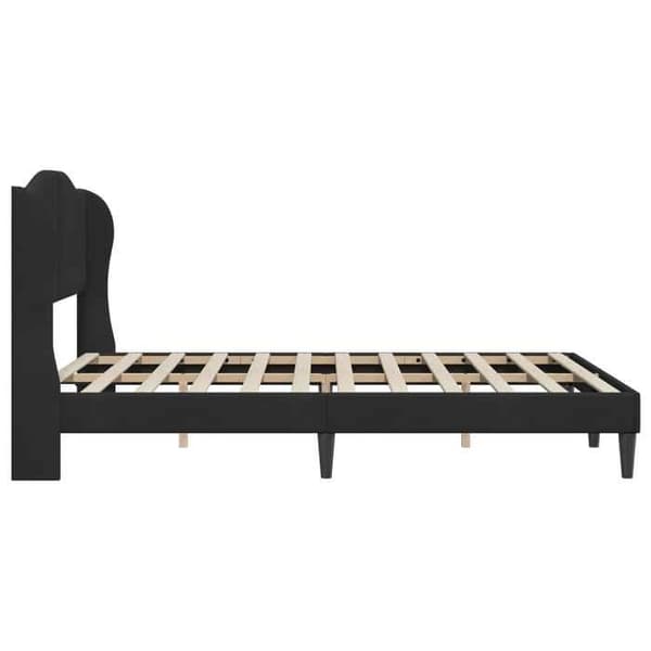 Sengestel - EKSKLUSIV HUS - 120 x 190 cm - Velour hovedgærde - Sort - Lamelseng Svart