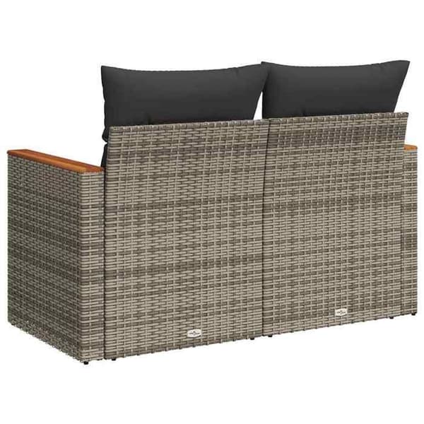 Maison Exclusive - Trädgårdssoffa 2 platser med grå kuddar i flätad resin