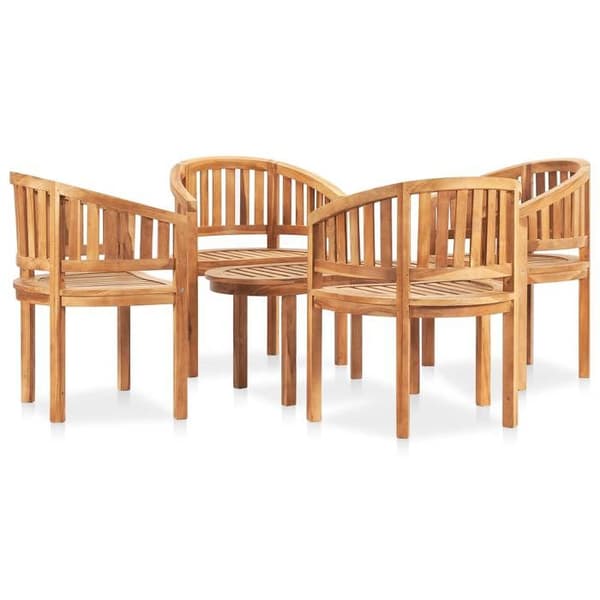 Maison Exclusive - Trädgårdsmöbler 5 delar i bananform av solid teak