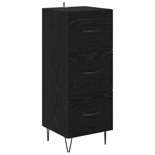 Maison Exclusive - Buffet Sort egetræ 34 x 34,5 x 90 cm Ingeniørtræ svart ek