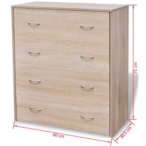 Buffet bas - Eksklusiv hus - 4 skuffer - Eg - 60 x 30,5 x 71 cm Ek