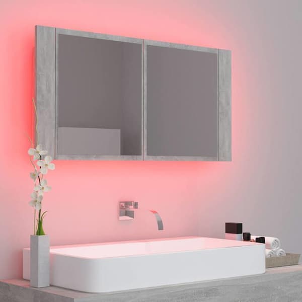 Maison Exclusive - LED-peilikaappi harmaa betoni akryyli