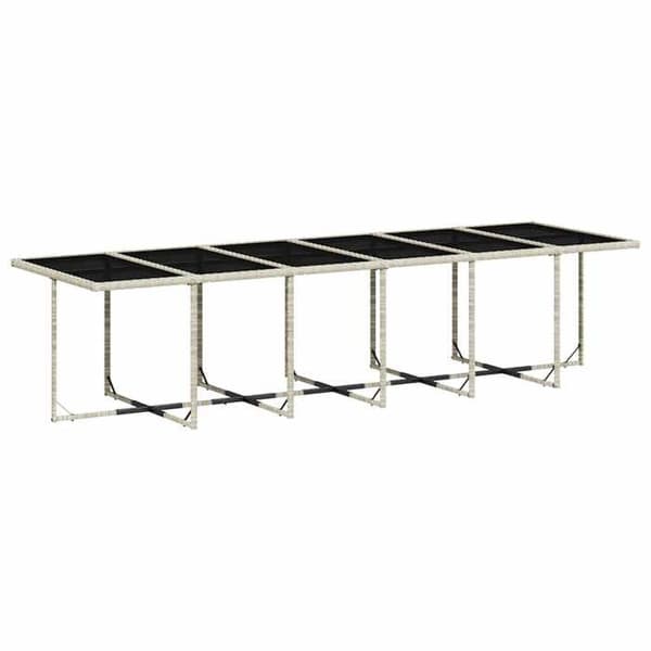 Havemødesæt - EKSKLUSIVT HUS - Rattan (poly) - 17 stk. - Lys grå - Bord i hærdet glas Ljusgrått