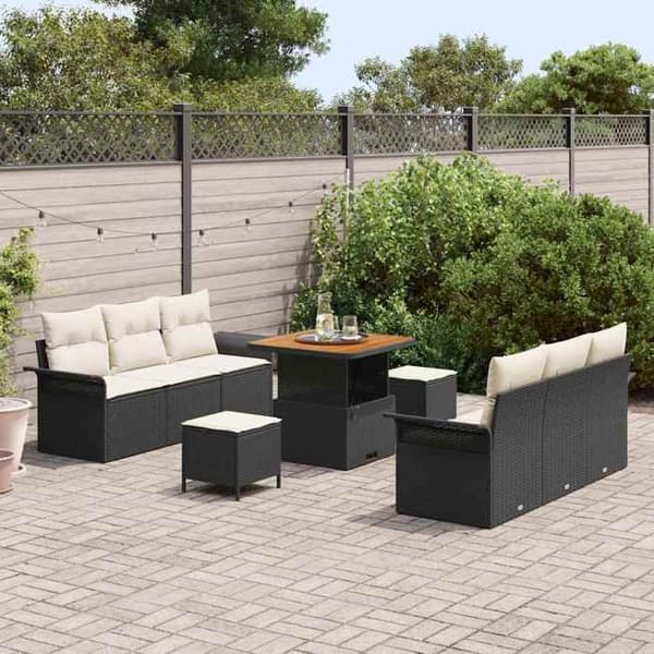 Maison Exclusive - 9 stk. have-sofa sæt i sort polyrotin Svart