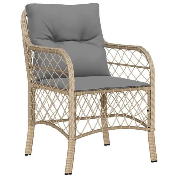 Maison Exclusive - Puutarhakalustesarja tyynyillä 7 kpl beige sekoitettu rottinki