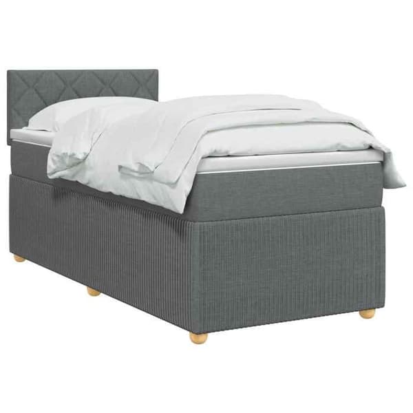 Sengestel med madras - EKSKLUSIV HUS - Boxspring seng - 100x200 cm - Mørkegrå - Justerbar hovedgærde Mörkgrå