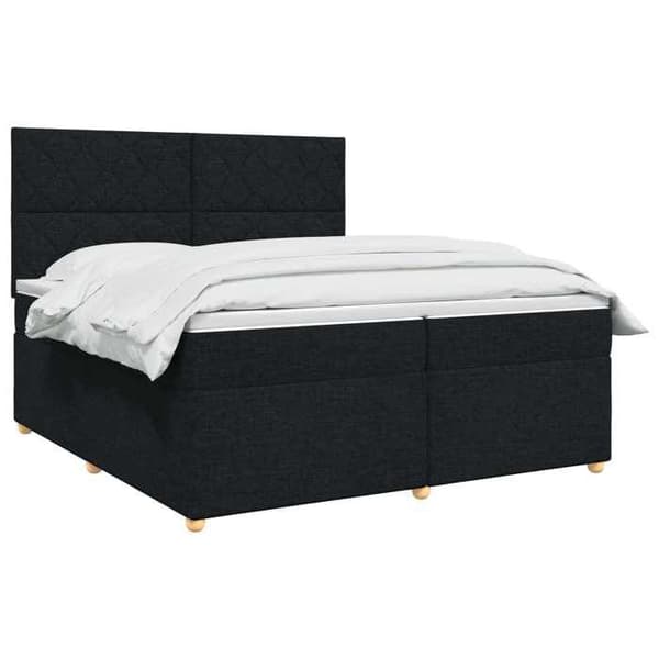 Maison Exclusive - Boxspring seng med madras Sort 200 x 200 cm Stof