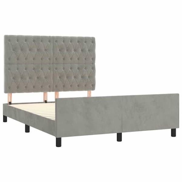 Maison Exclusive - Sengebund uden madras grå lys 140x190 cm velour ljusgrått