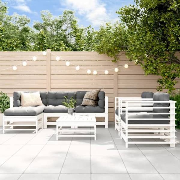 Trädgårdsmöbler 7 delar - Maison Exclusive - Massivt trä - Modulerbar - Vit