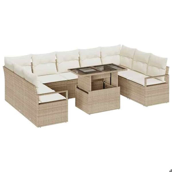 Havemøbel sæt - MAISON EXCLUSIVE - 10 dele - Modulerbart - Poly rattan - Bord i hærdet glas beige