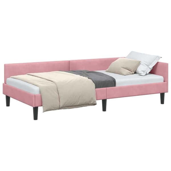 Maison Exclusive - Hörnsängram Rosa 90 cm x 200 cm Sammet