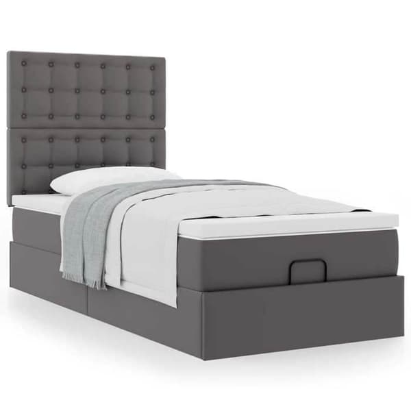 Seng ottoman - Maison Exclusive - 100 x 200 cm - Grå kunstlæder - Hydraulisk opbevaring Grå