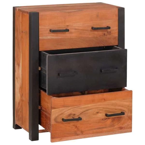 Buffé - EXKLUSIVT HUS - Buffé 3 delar - Massivt akaciaträ - Brun - 110 x 30 x 75 cm brun