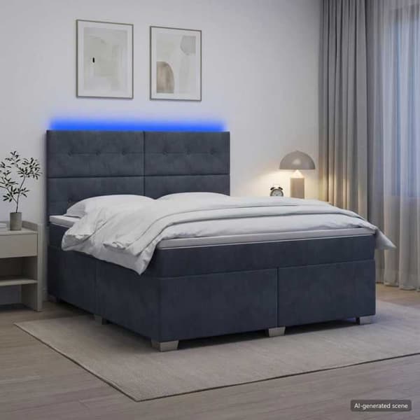Maison Exclusive - Boxspring säng med madrass Mörkgrå 140 x 200 cm Sammet Mörkgrå