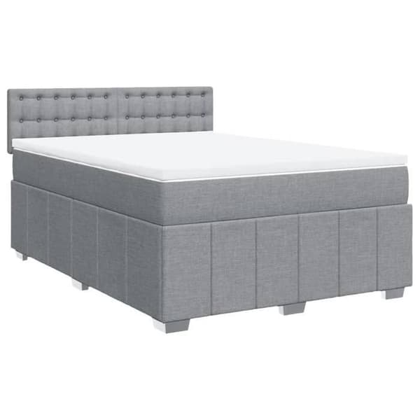 Maison Exclusive - Sengebund med lameller og madras Lys grå 140x190cm Stof
