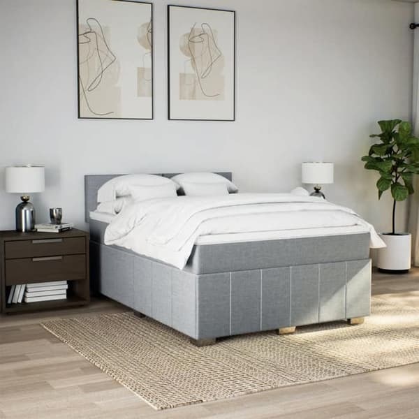 Maison Exclusive - Sengebund med lameller og madras Lys grå 140x190cm Stof