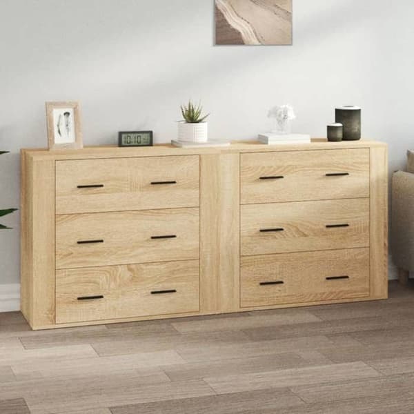 Maison Exclusive - Buffeter 2 stk. egetræ sonoma ingeniørtræ