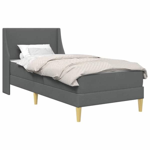 Sängram - EXKLUSIV HEM - 90 x 200 cm - Mörkgrå - Andningsbart polyester - Inkluderad ribbotten Mörkgrå