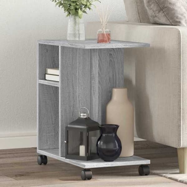 Maison Exclusive - Sidebord med hjul, sonoma grå, ingeniørtræ