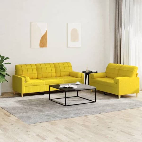 Maison Exclusive - Sæt af 2 sofaer med lysegule puder i stof