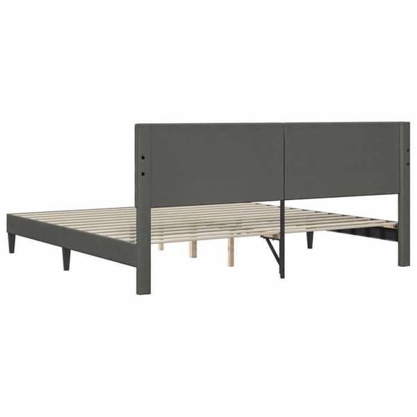 Maison Exclusive - Sängram Mörkgrå 200 x 200 cm Tyg i ribbad sammet