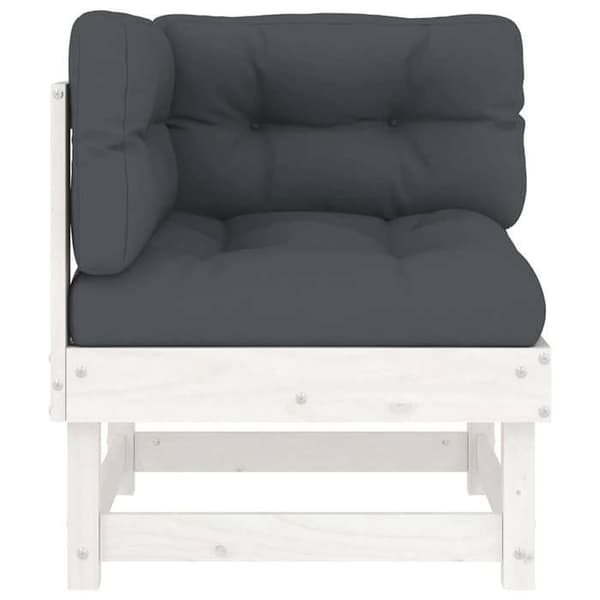Maison Exclusive - Hörnsoffa med vita kuddar i solid furu
