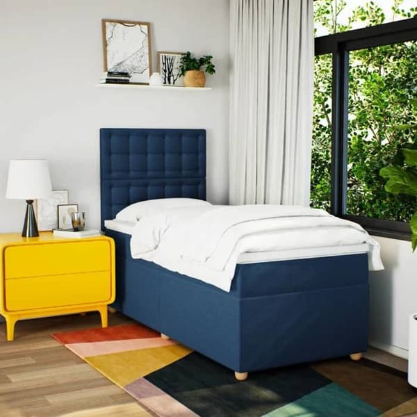 Maison Exclusive - Sengestel med springmadras Blå 90x200 cm Stof