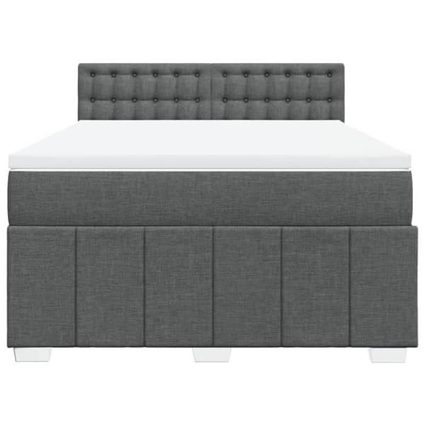 Maison Exclusive - Seng med lamelbund og mørkegrå madras 140x190cm Stof