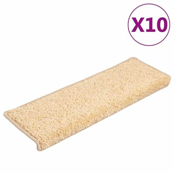 Maison Exclusive - Trappmatta 10 delar 65 x 21 x 4 cm Krämfärgad Rektangulär kant Grädde