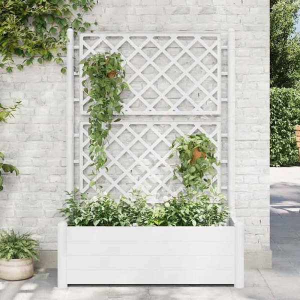 Maison Exclusive - Blomlåda med spaljé 100x43x142 cm PP Vit Vit