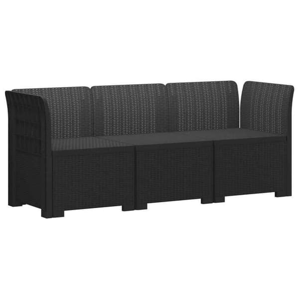 Maison Exclusive - Trädgårdssoffa 3 Platser Rattanlook PP Antracit